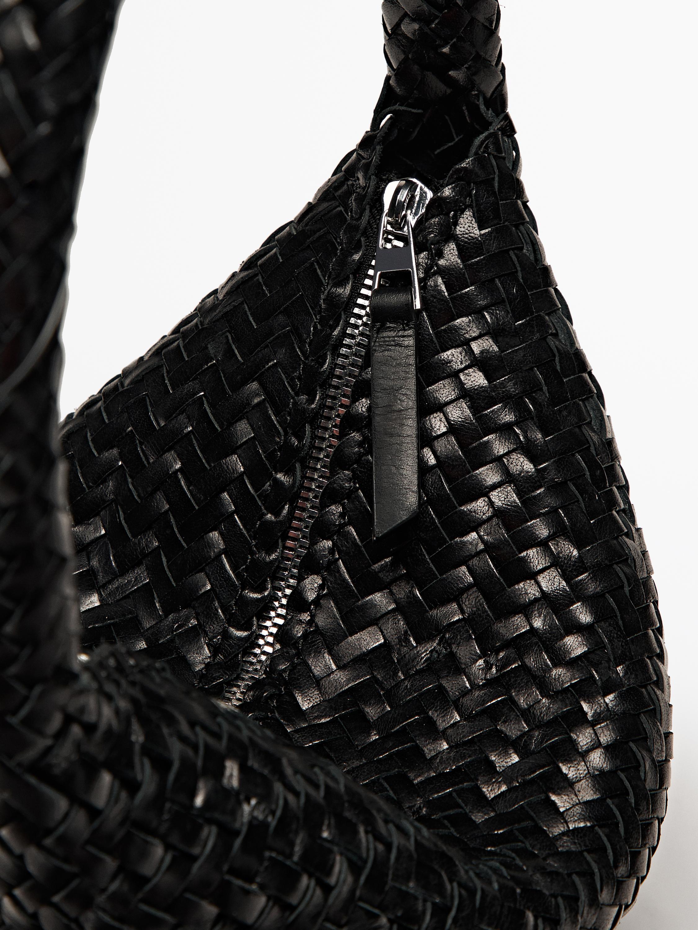 Nappa leather woven bucket bag